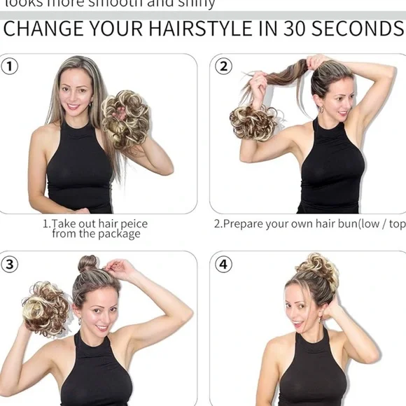 Qunlinta Messy Hair Bun Thick Updo Scrunchies Ponytail Extension blonde - Picture 8 of 8